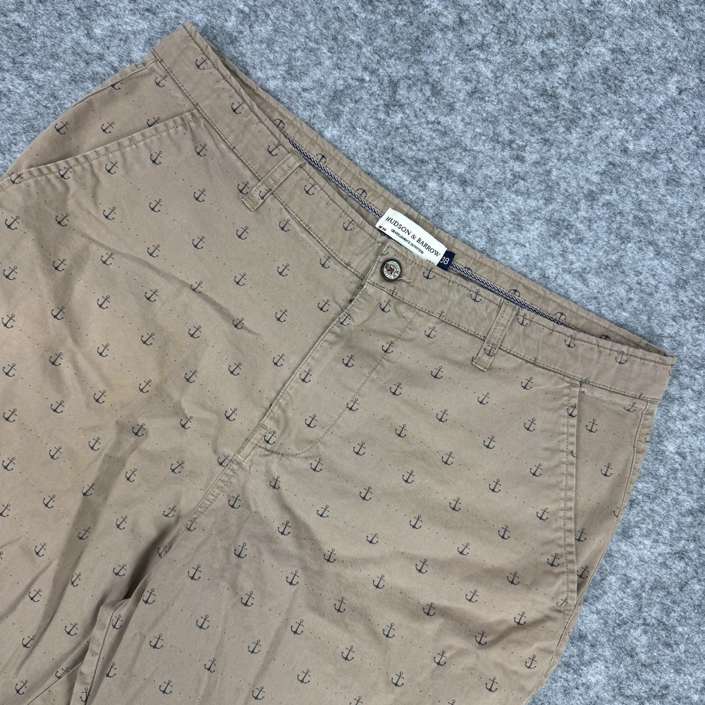 Hudson & Barrow Shorts Khaki Size 38 Men's Anchors 4 Pockets Cotton